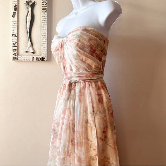 Jenny Yoo Annabelle Convertible Bridesmaid Strapless Floral Dress Size 2 - Picture 6 of 17